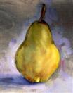 Demo Pear over Charcoal Drawing on Rag Paper
