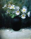 'White daisies black vase'