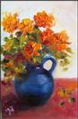 Marigolds in a Blue Vase- $39.00