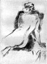 Back View Sketch of Seated Model in Drypoint