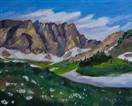 Original Oil Painting of Mountains and Wildflowers 3