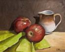 Original Oil Painting of  Red Apples and Pitcher