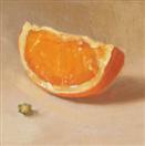 Orange Slice, oil on canvas on board, 3x3