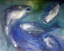 Four Fish, 36 x 46, acryic on canvas