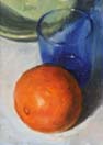 orange glass & bowl 7x5 in.