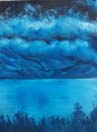 Distant Hills Across the Water, oil on canvas panel 18x24cm