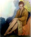 Unfinished Painting of Sophie in a Silk Kimono
