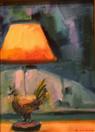 ANNE MCNALLY 'ROOSTER LAMP' 6 x 8 oil on linen board