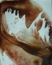 Brown Wave, encaustic art 7x9cm