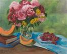 Original Oil Painting of Flowers and Fruit