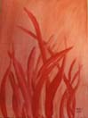 Red Weeds Floating, acrylics 18x24cm