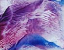 Purple Wave, encaustic art 7x9cm