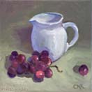 Grapes and White Pitcher
