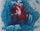 Red Core, encaustic art 7x9cm