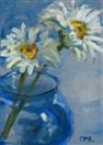 Daises in a Blue Vase