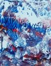 Blue Life, encaustic art 7x9cm