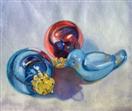 Red White and Blue Birdie, 8' x 8', oil on canvas