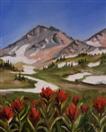 Original Oil Painting of Mountain and Wildflowers