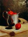 Silver and Cherries  Still Life oils