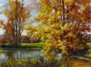 'The Pond at Hick's Orchard' oil on canvas, 9 x 12