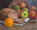 Original Oil Painting Still life of Apples and Bread