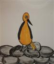 Orange Bird I, acrylics on paper 24x28cm