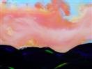 November Mountain Sunset, painting on glass