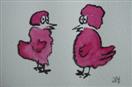 Pink Ladies, NFS, watercolour ACEO 2.5x3.5inches