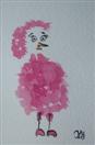 Pink Lady - Ready for Town, watercolours ACEO 2.5x3.5inches