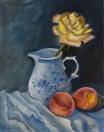 Original Still Life Painting of Rose and Peaches