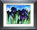 'Loving Iris Duo', painting on glass