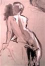 Seated Model & Monochromatic Sketch of Walking Nude