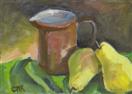 Oil Painting of Pears and Pitcher