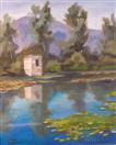 Original Oil Painting of Water Lilies and Pond