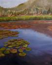 Original Oil Painting of Water Lilies on Lake