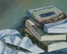 Original Oil Painting of Books