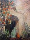 One Orange Pot   Landscape-still life oil painting
