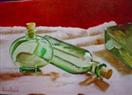 Three Glass Bottles ' A Still LIfe ' oil painting