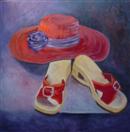 Ready to GO -- Red Hat Ladies oil painting
