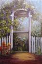 Arbor with Wisteria Floral Barbara Haviland oils