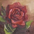 Original Oil Painting of a Red Rose