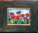 'Poppy Pirouette' by Karla Nolan, framed painting on glass