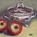 Original Oil Still Life of Sugar Bowl and Apples by Cheryl Ratcliff