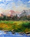 Daily Painter - Mountain River Abstract Palette Knife  Painting - Original Oil and Acrylic Art - Pai