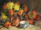 Chrysanthemums and Copper, oil on canvas, 12 x 16