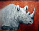 Black Rhino oil painting