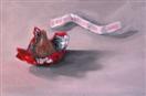 Valentine Kiss Unwrapped, 6 x 4, oil on canvas on panel, $79