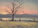 Dawn at Peach Lake in Winter (click here to bid on this painting)