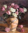Pink and White Roses (click here to bid on this painting)