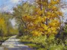 'Along a Path on an Early Fall Day' oil on canvas on board, 12 x 16